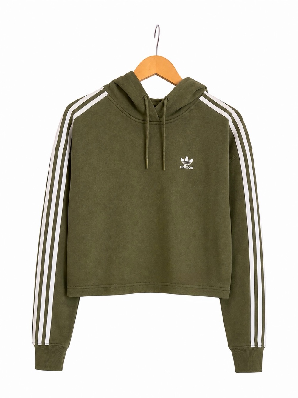 Adidas Olive Green Hoodie Women's Y2K Athleisure Sweatshirt Comfy Classic